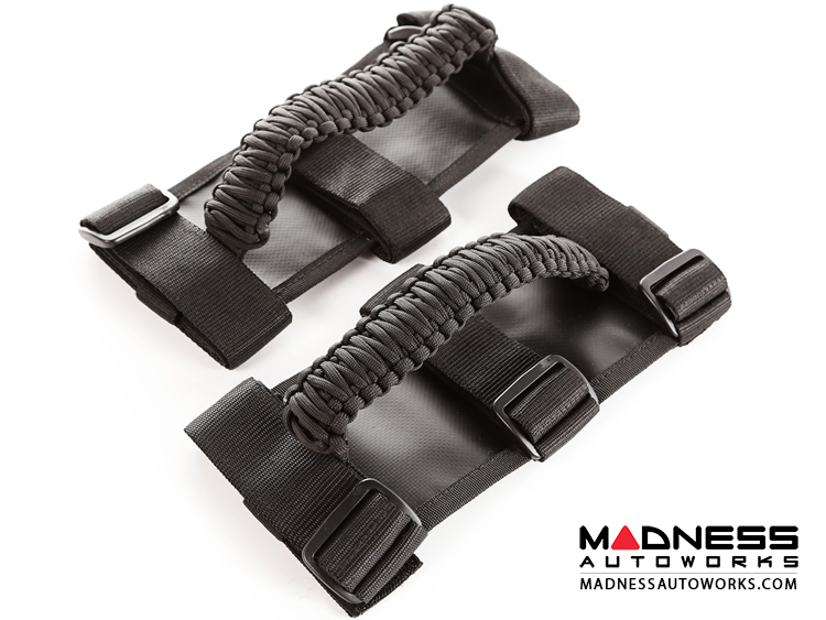 Jeep Gladiator Para cord Grab Handles Black on Black Pair MADNESS